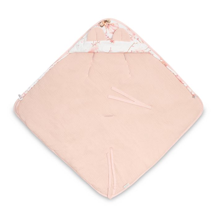 Muslino pledas automobilinei kėdutei "Fairies" 90x90 cm pink