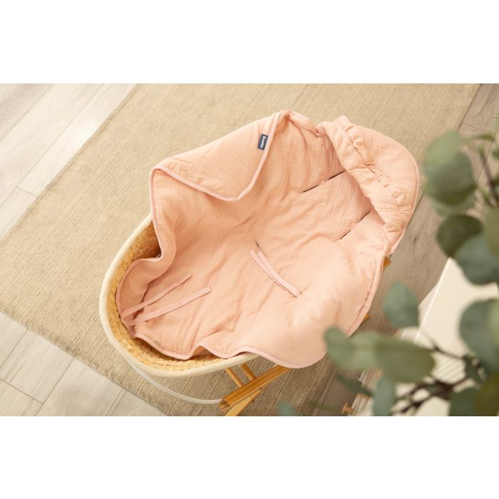 Muslino pledas automobilinei kėdutei "Natural" 90x90 cm pink