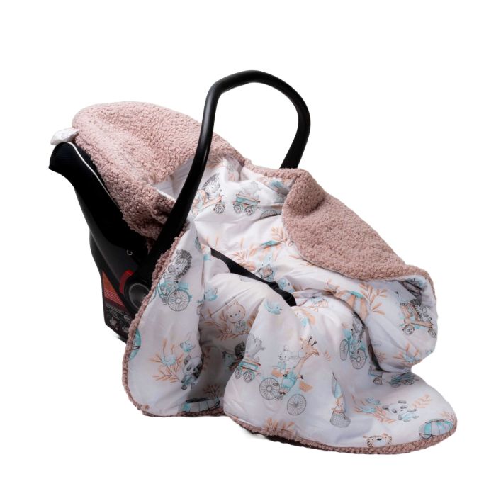 Pledas - vokelis automobilinei kėdutei "Blush zoo nugat" 90x90 cm 