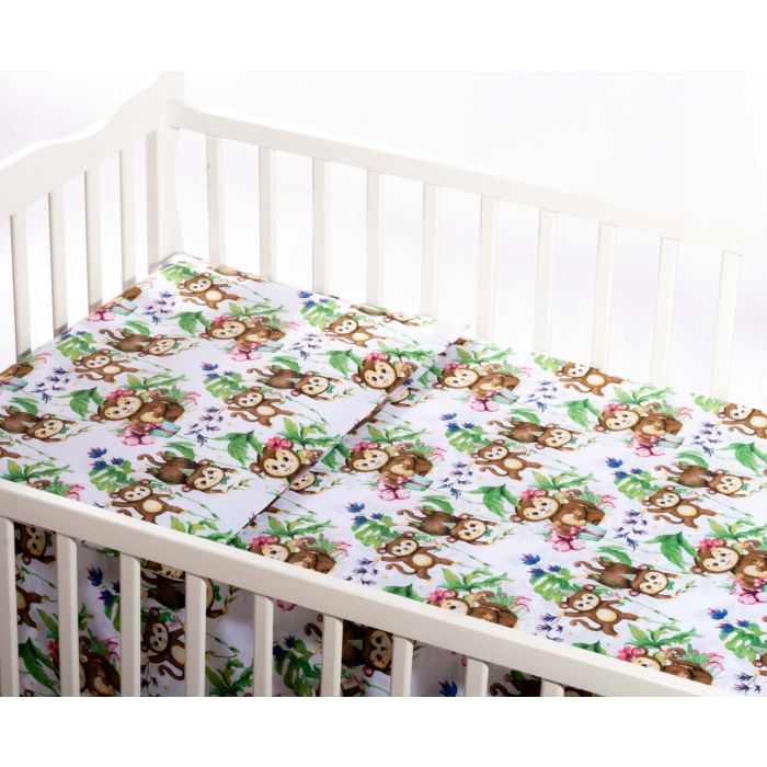 Kūdikio patalynės komplektas 135x100 "Monkey's fiesta"  