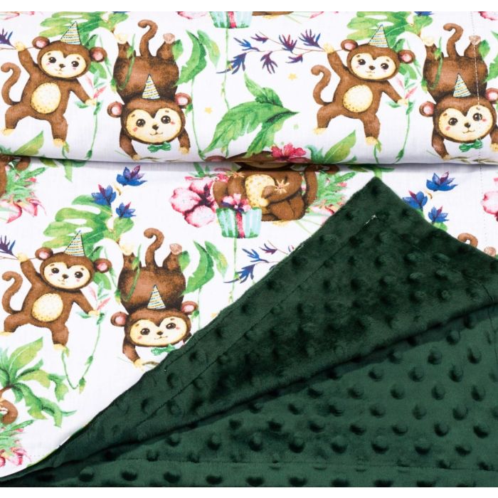 Pledas kūdikiui "Monkey's fiesta" 100x75cm  žalias