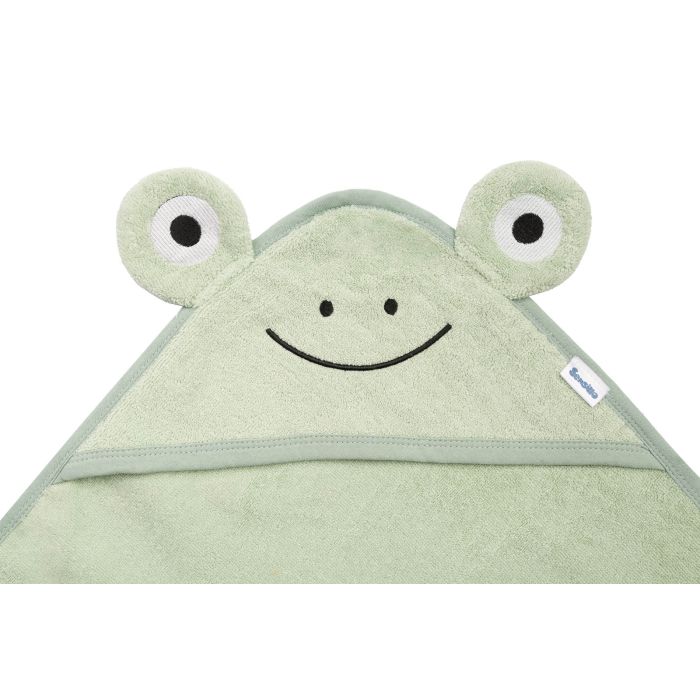 Rankšluostis kūdikiui "FROG" su gobtuvu 90X90 cm green