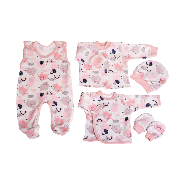 Kūdikio kraitelis - drabužėliai naujagimiui "Jumbo" 5 dalių rožinės spalvos out of stock