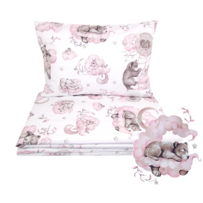 Patalynė kūdikiui 135x100 "Cosy clouds" rausvos spalvos 