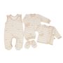 Kūdikio kraitelis - drabužėliai naujagimiui "Galaxy ecru" 5 dalių