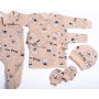 Kūdikio kraitelis - drabužėliai naujagimiui "Hug me" 5 dalių smėlio spalvos