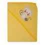 Rankšluostis kūdikiui "Kitty" su gobtuvu 80x80cm geltonas