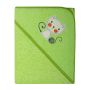 Rankšluostis kūdikiui "Kitty" su gobtuvu 100x100cm "termofrotte" žalios spalvos