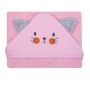 Rankšluostis kūdikiui "Cat" su gobtuvu 100x100cm "frotte" rožinis