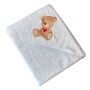Rankšluostis kūdikiui "Teddy bear" su gobtuvu 100x100cm "frotte" melsvas