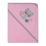 Rankšluostis kūdikiui "Kitty" su gobtuvu 80x80cm "frotte" rožinis