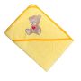 Rankšluostis kūdikiui "Teddy bear" su gobtuvu 100x100cm "frotte" geltonas