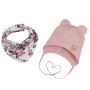 Kepurytė ir kaklaskarė kūdikiui "Love" - Powder pink flora