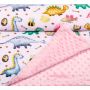 Pledas kūdikiui "Dino" 100x75cm  rožinės spalvos