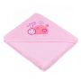 Rankšluostis kūdikiui "Animals" su gobtuvu 80x80cm "frotte" rožinės sp.