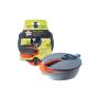 Tommee Tippee dubenėliai su dangteliu ir šaukštu, (pilkas su oranžiniu)