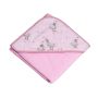 Rankšluostis kūdikiui "Golden goose pink" su gobtuvu 80x80 cm 