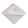 Rankšluostis kūdikiui "Golden goose grey" su gobtuvu 80x80 cm 