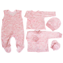 Kūdikio kraitelis - drabužėliai naujagimiui "Gentle story " 5 dalių rožinės spalvos
