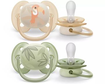 Čiulptukai AVENT "Ultra Soft" ortodontinis 0-6 m 2vnt beige