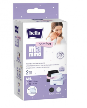 Daugkartinio naudojimo kelnaitės po gimdymo Bella Comfort 2 vnt juoda/balta