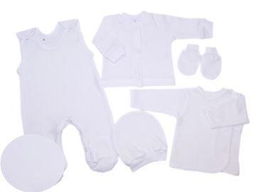 Kūdikio kraitelis - drabužėliai naujagimiui "Natural white" 5 dalių