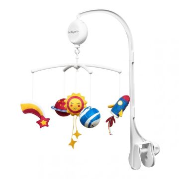 Muzikinė karuselė kūdikiui "Cosmos" su minkštais žaislais