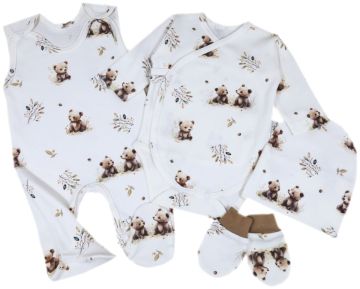 Kūdikio kraitelis - drabužėliai naujagimiui "Bear glamour" baltas  5 dalių internetu geresne kaina