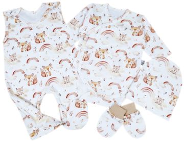 Kūdikio kraitelis - drabužėliai naujagimiui "Bear glamour" baltas  5 dalių internetu geresne kaina