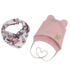 Kepurytė ir kaklaskarė kūdikiui "Love" - Powder pink flora