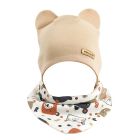 Kepurytė ir kaklaskarė kūdikiui "Love" - Beige bears