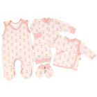 Kūdikio kraitelis - drabužėliai naujagimiui "Fox pink" 5 dalių