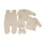 Kūdikio kraitelis - drabužėliai naujagimiui "Fox beige" 5 dalių