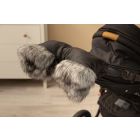 Pirštinės-mova vežimėliui ar rogėms "Fox" juodos spalvos su dirbtiniu kailiuku.