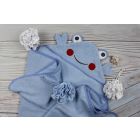 Rankšluostis kūdikiui "Crab" su gobtuvu 100x120cm melsvas 