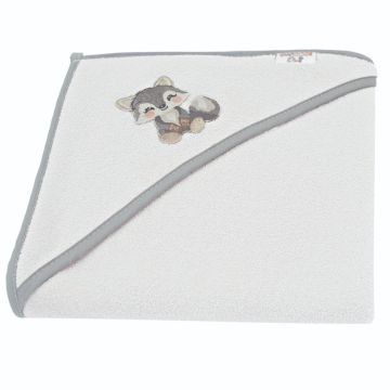Bocioland rankšluostis su gobtuvu frotinis 80x80 pilkas vilkas BL218