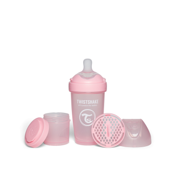 Twistshake buteliukas antikolikinis Pro Double 260ml rožinis 79024