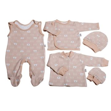 Kūdikio kraitelis - drabužėliai naujagimiui "Bear glamour beige" 5 dalių internetu geresne kaina