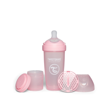 Twistshake buteliukas antikolikinis Pro Double 330ml rožinis 79040