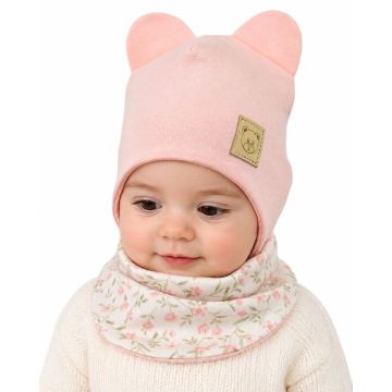 Kepurytė ir kaklaskarė kūdikiui "Candy pink" 