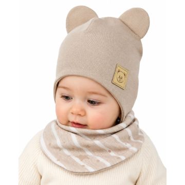 Kepurytė ir kaklaskarė kūdikiui "Galaxy beige" 