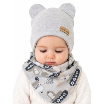 Kepurytė ir kaklaskarė kūdikiui "Love" - Grey