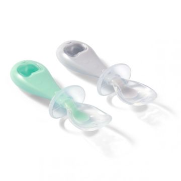 Babyono silikoniniai šaukštai kūdikiui (mėtinis/pilkas) 2 vnt