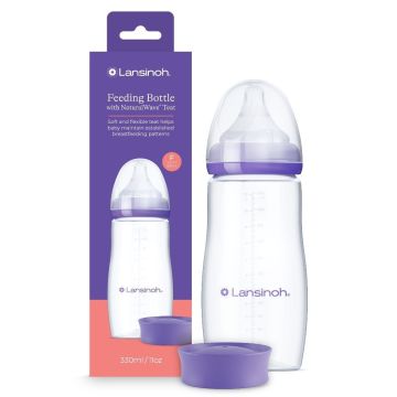 Lansinoh NaturalWave maitinimo buteliukas kūdikiui su greitos tėkmės žinduku, 330 ml