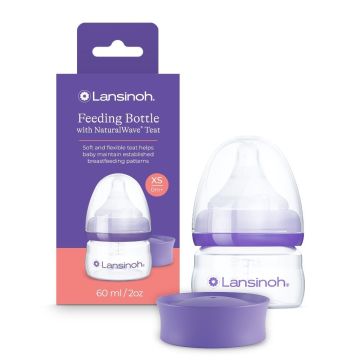 Lansinoh kūdikio maitinimo buteliukas su NaturalWave itin lėtos tėkmės žinduku, 60 ml