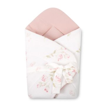 Muslino vokelis kūdikiui "Flowers pink" 