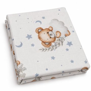 Paklodė kūdikiui "Sweet bear white" su guma-60x120