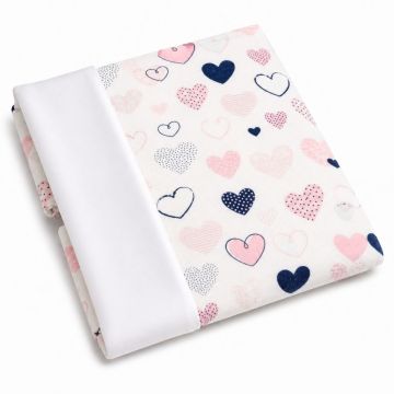 Daugkartinis neperšlampamas paklotas 45x55cm "Pink hearts"
