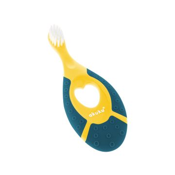 Pirmasis dantų šepetėlis Akuku 0+ yellow