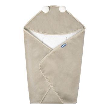 Vokelis automobilinei kėdutei su gobtuvu „Ram“ 75×75 cm | Plush Beige